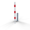 Barrier posts | Steel tube  60 x 2,5 mm | removable | with Euro profile cylinder lock | hot-dip galvanized and white coatedwith three red reflecting stripes | without eyelet